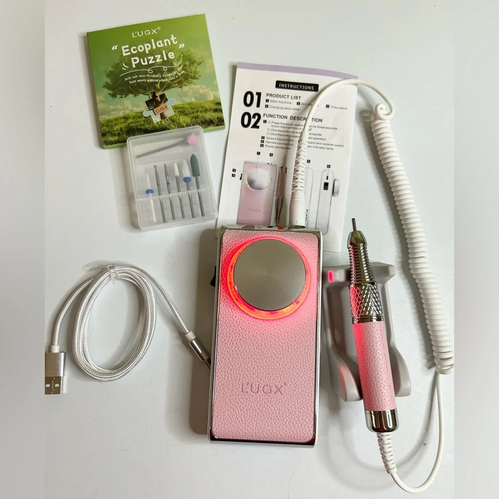 L'UGX Pink Leather Professional Nail Drill LG902